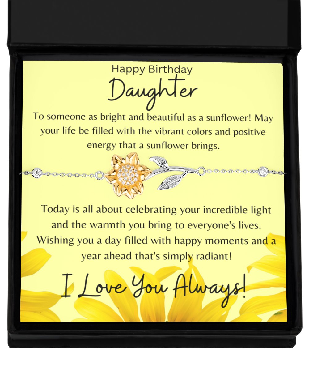 Sparkly Heart Jewelry- Birthday Sunflower Bracelet 