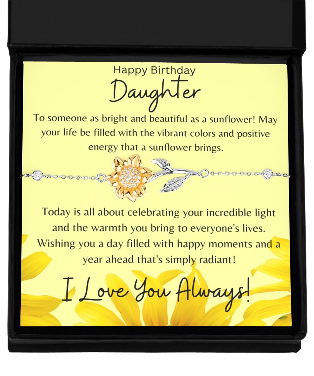 Birthday Sunflower Bracelet - Sparkly Heart Jewelry