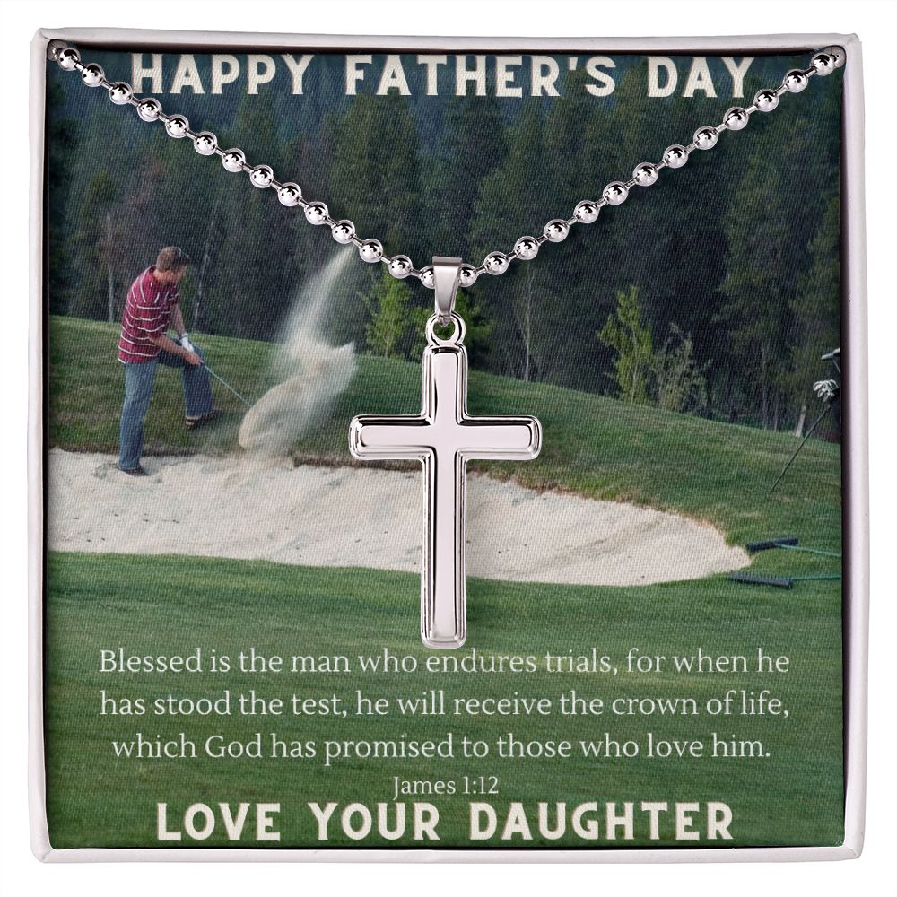 Classic Father's Day Cross Love Daughter - Sparkly Heart Jewelry