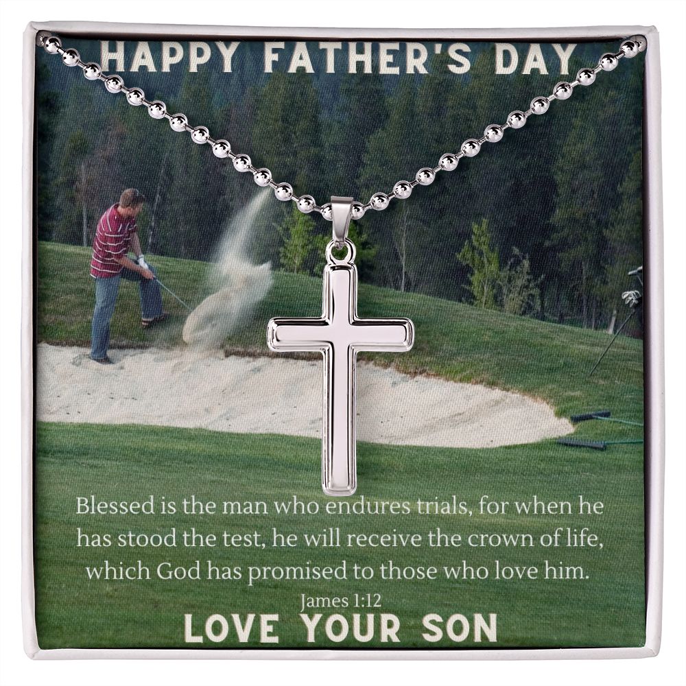 Classic Father's Day Cross Love Son - Sparkly Heart Jewelry