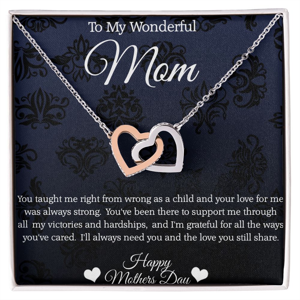 Elegant Mothers Day Hearts Necklace - Sparkly Heart Jewelry