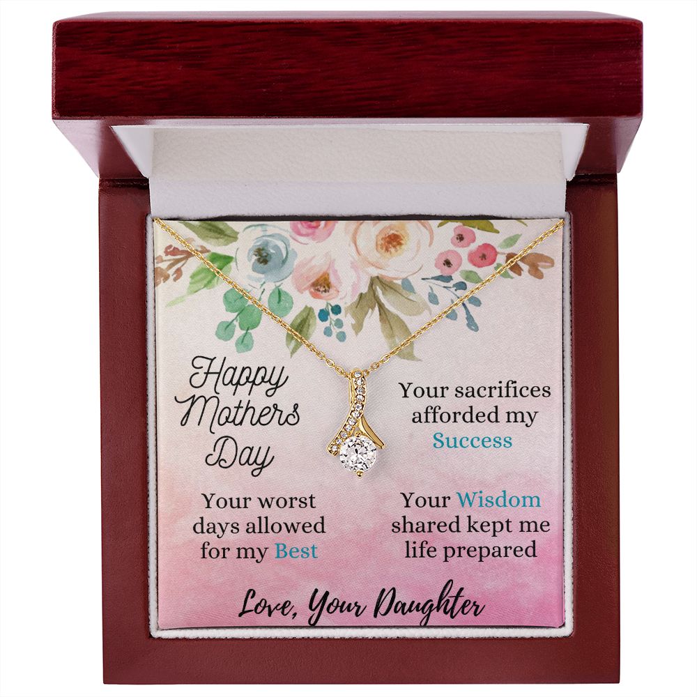 Moms Wisdom Love Daughter - Sparkly Heart Jewelry