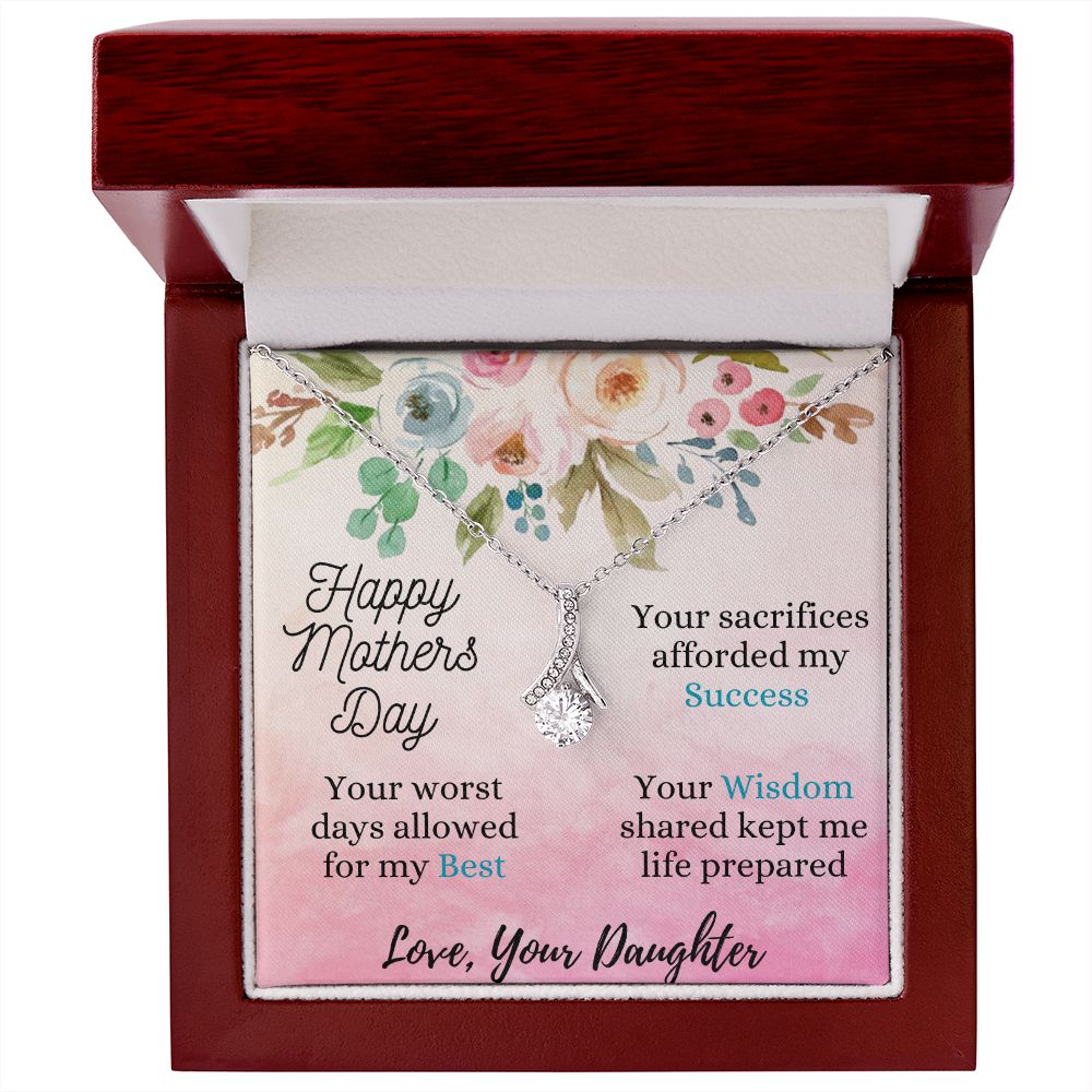 Moms Wisdom Love Daughter - Sparkly Heart Jewelry