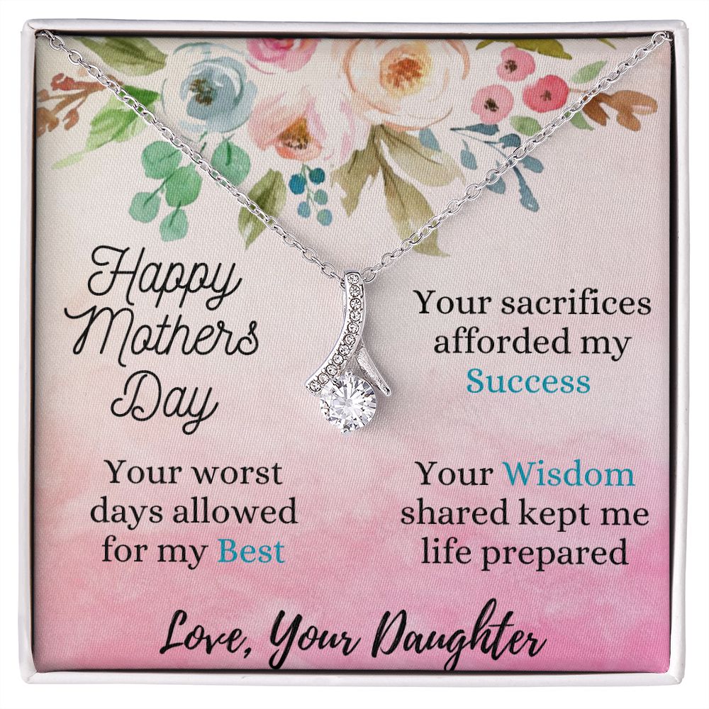 Moms Wisdom Love Daughter - Sparkly Heart Jewelry