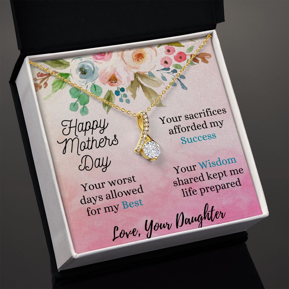 Moms Wisdom Love Daughter - Sparkly Heart Jewelry