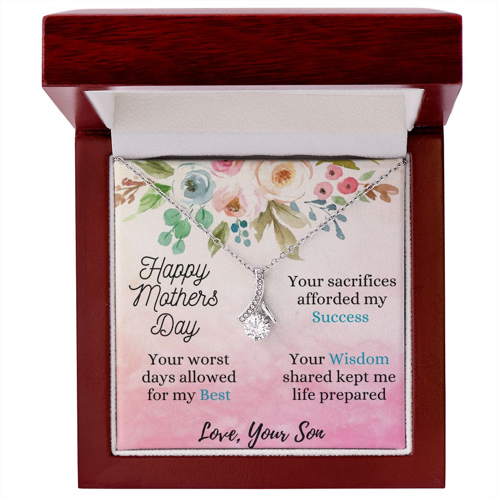 Moms Wisdom Love Son - Sparkly Heart Jewelry