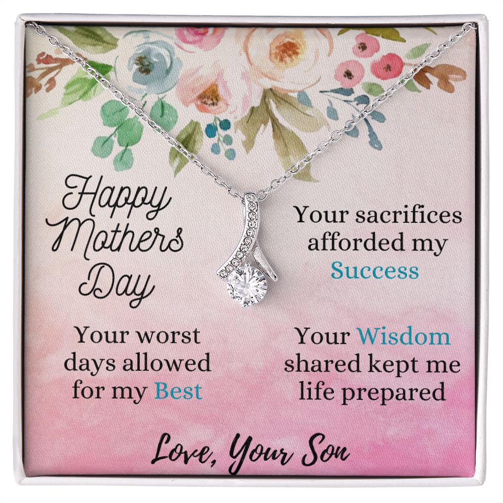 Moms Wisdom Love Son - Sparkly Heart Jewelry