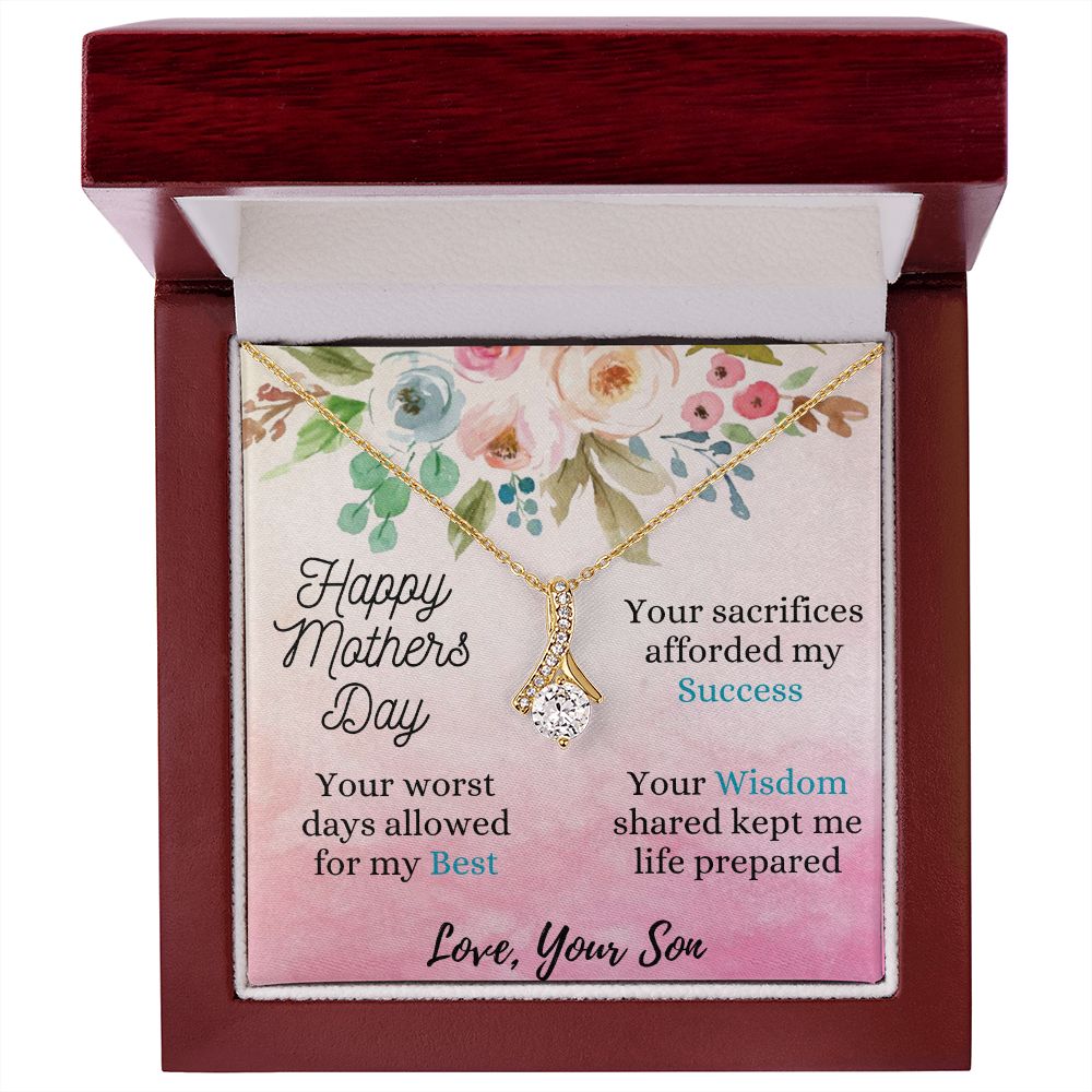 Moms Wisdom Love Son - Sparkly Heart Jewelry