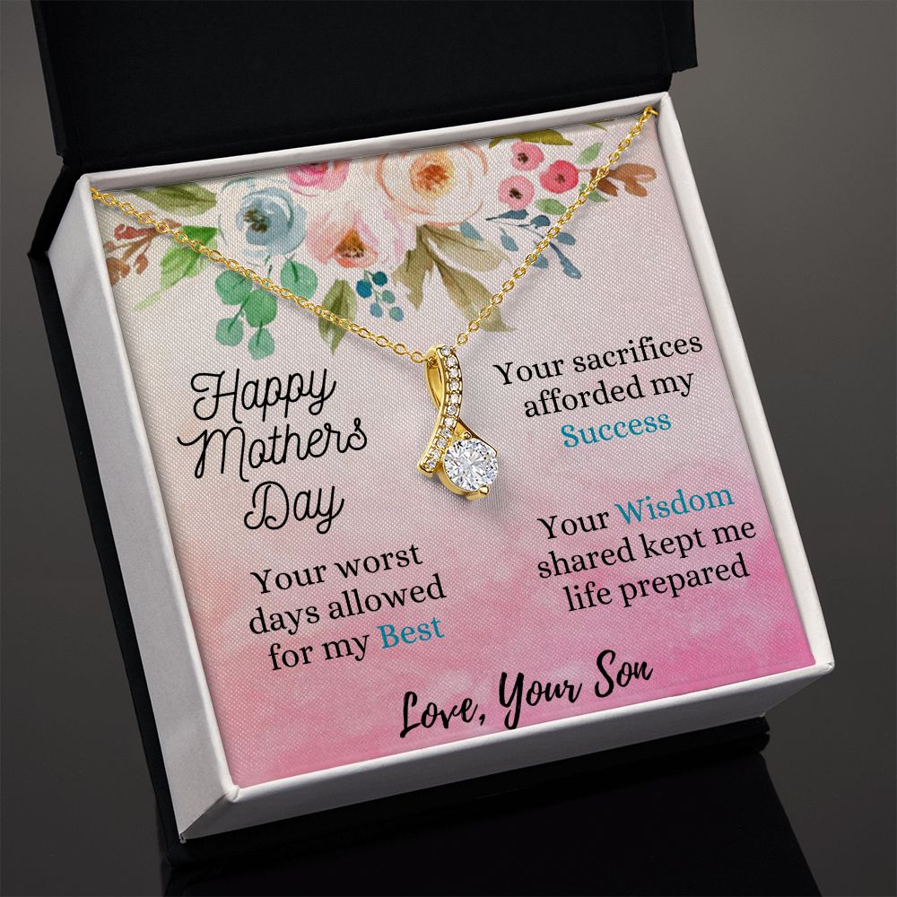 Moms Wisdom Love Son - Sparkly Heart Jewelry