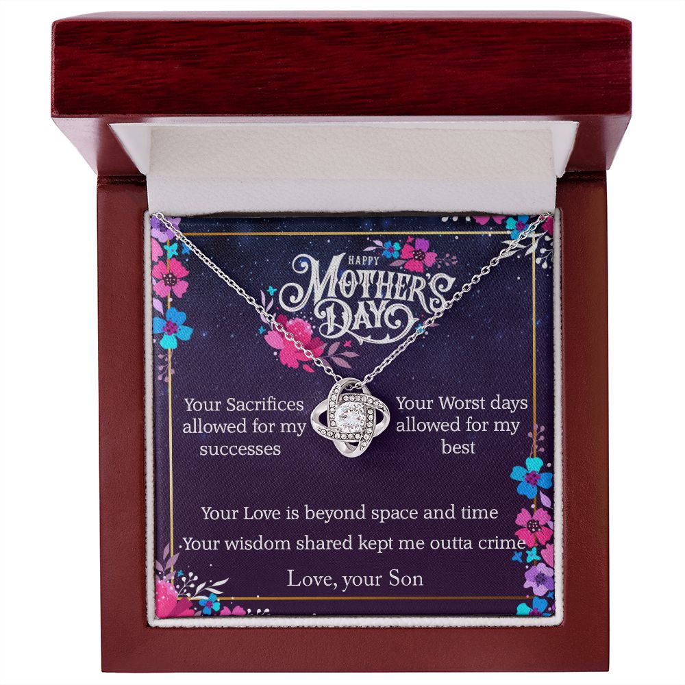 Moms Wisdom Shared Love Son - Sparkly Heart Jewelry