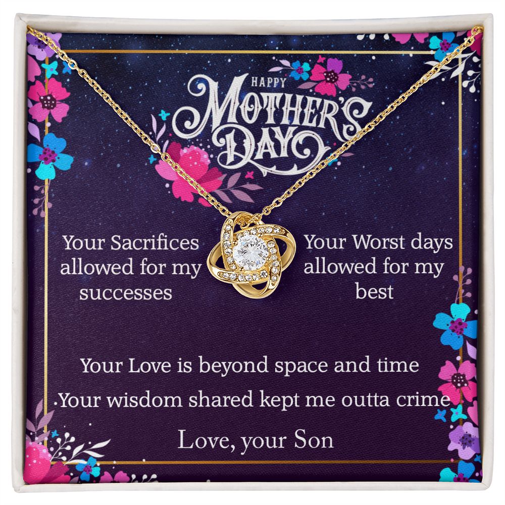 Moms Wisdom Shared Love Son - Sparkly Heart Jewelry